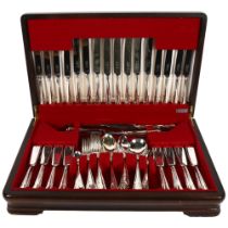 GEORGE BUTLER & COMPANY - a canteen of silver plated cutlery for 8 people, including fish service