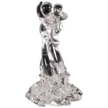 Paul Critchley glass sculpture, The Lovers, signed under base, dated 2006, height 18cm Perfect