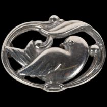 EILER & MARLOE - an Art Deco Danish silver openwork bird brooch, model no. 211, 34mm, 9.2g No damage