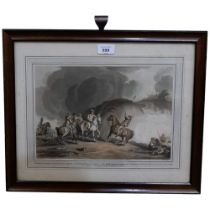 A framed coloured print, depicting the celebration of a Naval Officer's return home, 49cm x 52cm,