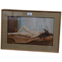 Geoffrey Adams, oil on canvas, "reclining model", in glazed frame, 35cm x 50cm overall