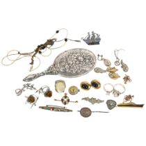 A group of various jewellery, including a micro-mosaic brooch, silver dress ring, a silver enamel