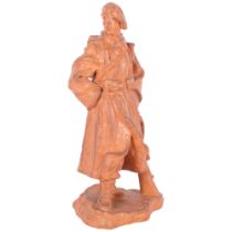 Rudolf Hlavica (1897 - 1971), a terracotta pottery sculpture of a soldier by Pexider,