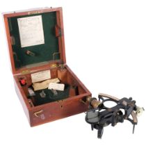 KELVIN & HUGHES LTD - A steel and brass mounted sextant, boxed.
