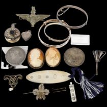 Various jewellery and silver, including USA 5g fine silver ingot, sterling millennium bookmark,