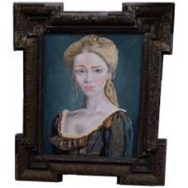 Acrylics on panel, portrait of a young lady, in Antique frame, 47cm x 40cm