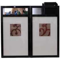 A pair of large framed Japanese antique textile fragments each frame - 122x69cm.