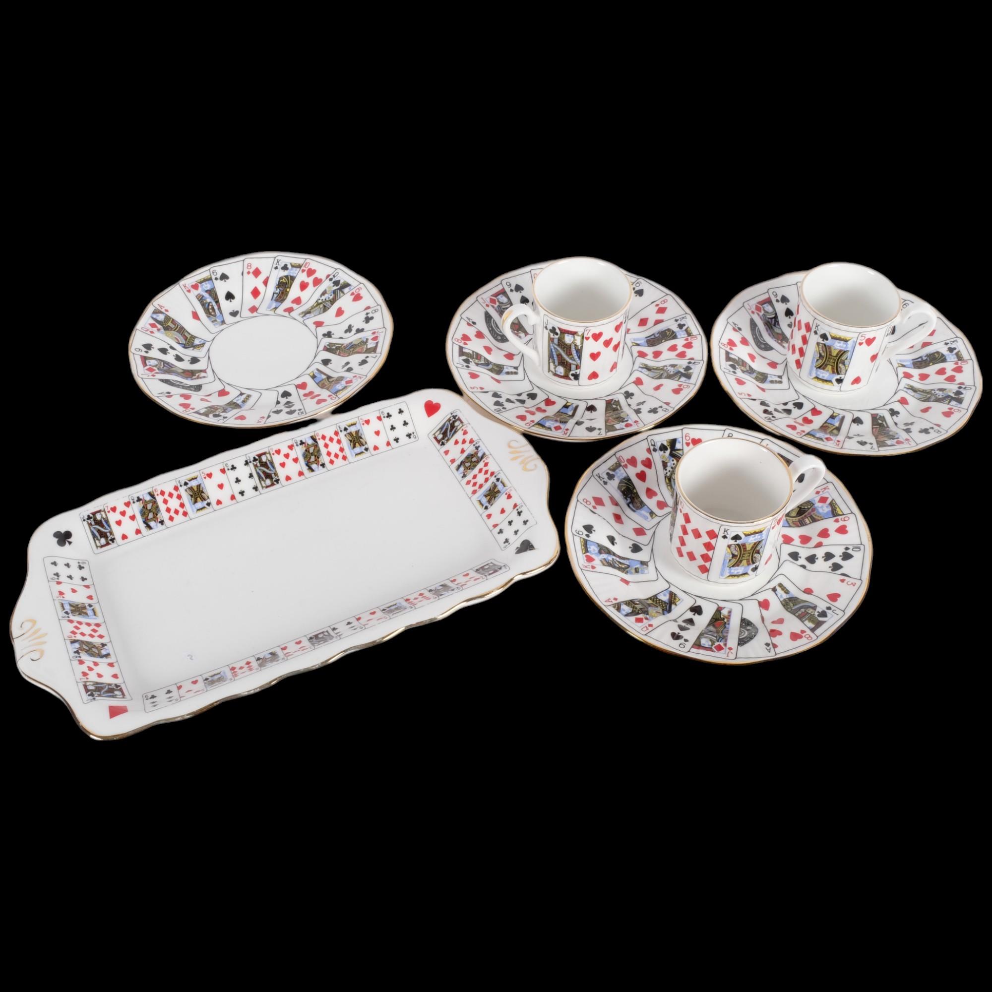 Elizabethan china "cut for coffee" cards design saucers and matching coffee cans, and a sandwich - Image 2 of 3