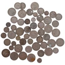 A quantity of pre-1947 British silver coins, including florins, shillings etc, 11oz weighable