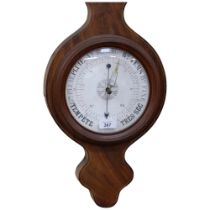 A 19th century mahogany and satinwood-strung wheel barometer, L95cm