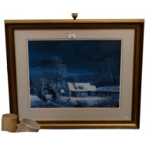 Peter Newcombe, limited edition coloured print, winter, 64/100, 76cm x 65cm overall, framed