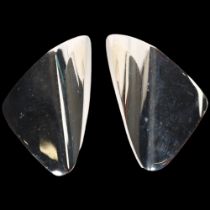 GEORG JENSEN - a pair of Danish modernist sterling silver geometric corner earrings, designed by