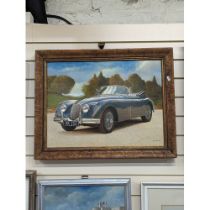 N Page - oil on canvas - study of a Jaguar XK150. 56x71cm, framed. Signed and dated 91.