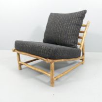 A mid-century style Brutalist lounge chair by Rock the Kasbah, with maker's label.