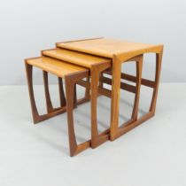 G-PLAN - a mid-century nest of three Quadrille occasional tables. Largest 54x49x43cm.