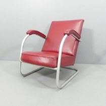 A mid-century modernist cantilever tubular steel lounge chair. WITH THE OPTION TO PURCHASE THE