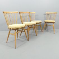 ERCOL - A mid-century set of four elm and beech model 449 bow top Windsor dining chairs