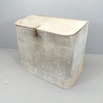 A vintage galvanised metal grain bin. 105x91x57cm