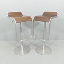 A Pair of LaPalma Lem barstools by Shin and Tomoku Azumi, Italy, with maker's label. Current RRP £