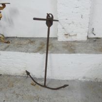 A galvanised metal Fisherman's anchor. Height 106cm.