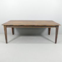 HASTINGS PIER INTEREST - A stained teak plank-top dining table, constructed from timber salvaged