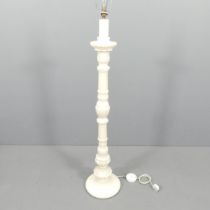 An alabaster standard lamp. Height to bayonet 135cm. Will turn on when plugged in. Not PAT tested.