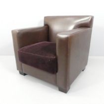 JEAN-MICHEL FRANK - A leather club chair, model "1932 Straight Back" armchair, but Ecart