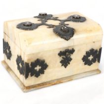 A fine quality 19th century marble/onyx games compendium, with applied engraved brass strapwork