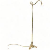 A Victorian polished brass standard lamp, on cast platform base, height 170cm Good condition, not
