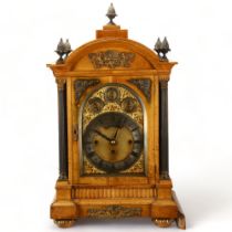 A large and impressive 19th century satinwood-cased dome-top mantel clock, by A Ingram of Wood