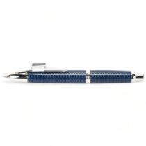 A Pilot, Japan, "Capless" deep blue fountain pen with 18ct white gold medium nib, marked 18k 750,