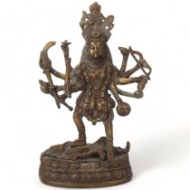 A Indian bronze statue of Kali and Lord Shiva, height 23cm Good condition