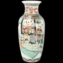 A Chinese porcelain vase with painted enamel decoration, height 31cm Drilled to base for lamp