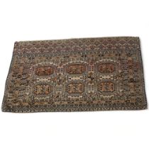 A finely woven antique Persian saddle bag/rug, 132 x 78cm Wear at edges and fading, some stitch