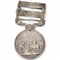 Punjab medal 1848-49, with 2 clasps, Chilianwala, Goojerat, indistinct scrip to edge, a/f Poor