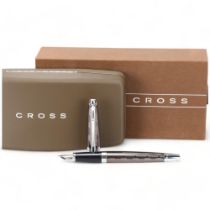 A Cross "Apogee" fountain pen with bronze colour lacquered barrel and cap, 18ct gold nib, and