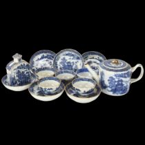 A group of Chinese porcelain items, including a tea caddy and cover, height 12.5cm, a teapot with