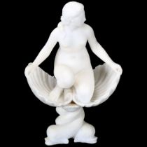 Carved alabaster sculpture, the Birth of Venus, height 23cm Several very tiny chips around the