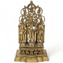 Indo-Tibetan gilt-bronze altar piece with 3 figures, height 28cm