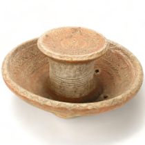 A Djenne, Mali terracotta bathing stool, with sgraffito decoration, diameter 44cm Good condition,