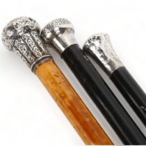 3 silver-topped walking canes