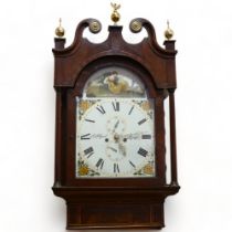 Early 19th century oak and mahogany 8-day longcase clock, with painted dial by A Allgood of Ledbury,