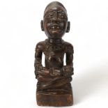A Bakongo, Angola, wood carved figure of mother and child, height 38cm