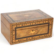 A 19th century Tunbridge Ware box with banded detail, 22 x 14cm, height 10.5cm Box in good