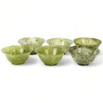 ** WITHDRAWN** - A set of 6 Chinese spinach jade bowls, diameter 10cm