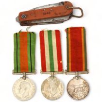 Second World War South African trio of medals, to JC Lamprecht,