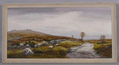 Robert Egginton (Irish, born 1843), riverside landscape, oil on canvas board, signed, 36cm x 74cm,