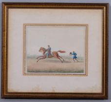 19th century Indian School, detailed study of a figure on horseback followed by a servant,
