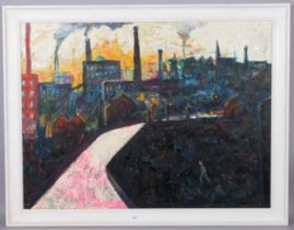 Simeon Stafford (born 1956), River Tame Stalybridge 1997, oil on canvas, signed, titled verso,