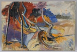John Melville (1902 - 1986), Twisted Landscape, oil on canvas 1964, signed, titled and dated